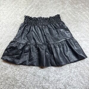 Anthropologie Faux Leather Ruffle Mini Skirt Small Somerset Black Whimsigoth Emo